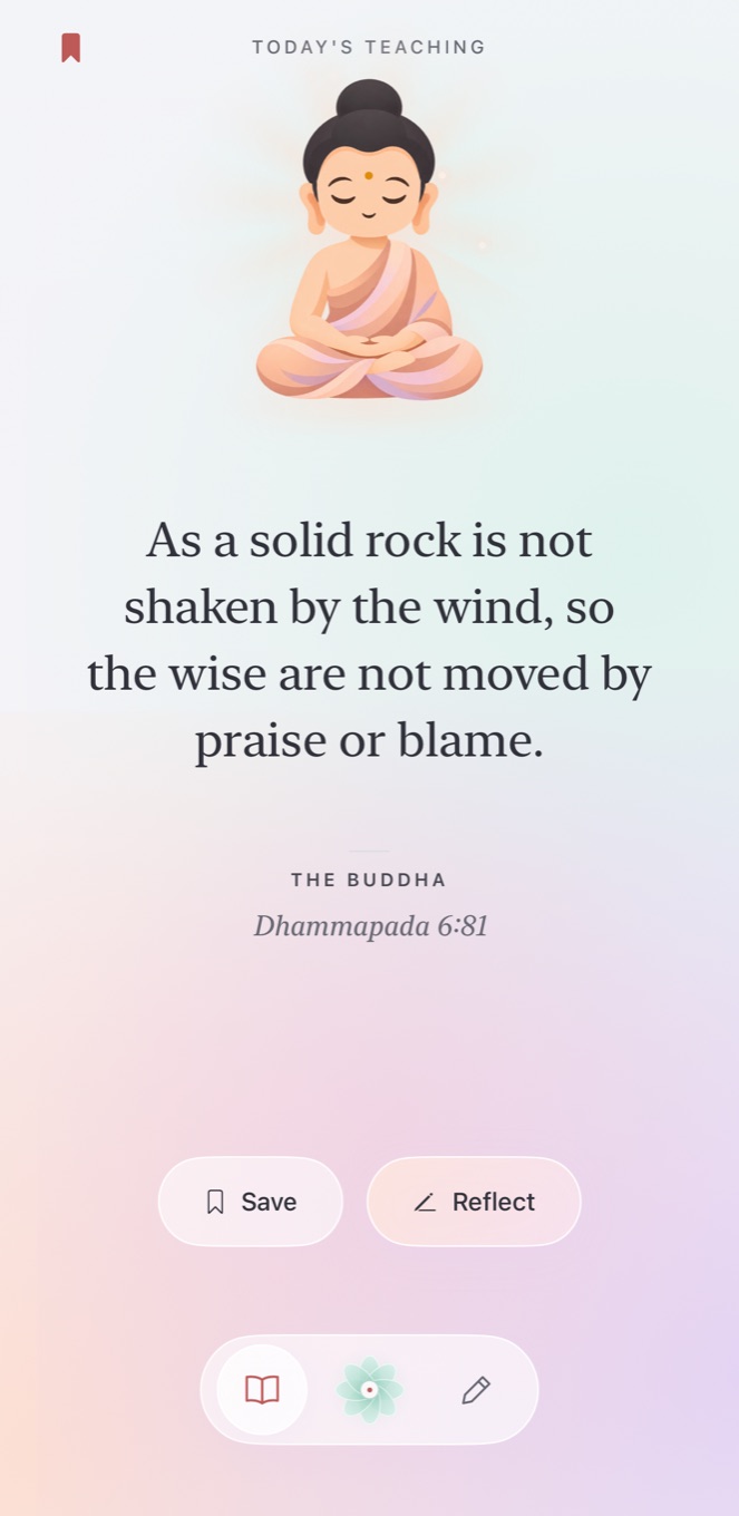 Today’s teaching: the Buddha, with a verse from the Dhammapada